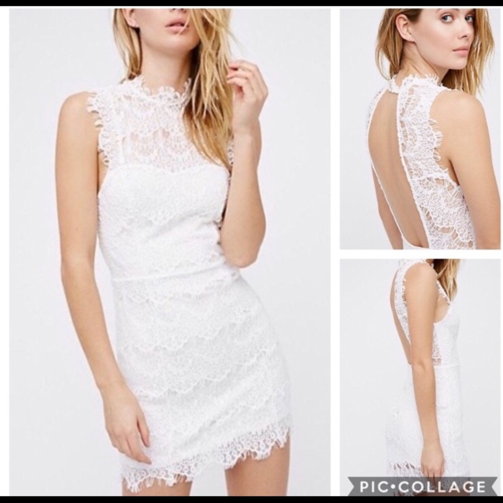 NWOT Free People Open Back White Lace Dress